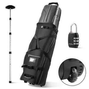 Hard Case Golf Club Travel Bag with Wheels Luggage Lock Cover Airline Waterproof - Picture 1 of 11