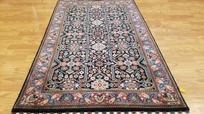 3 x 5 Fine Black Indo Farahan Hand Knotted Wool Rug - Image 1 of 4