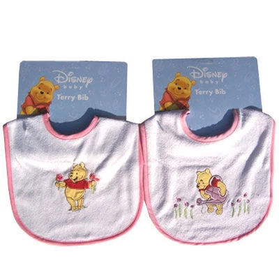 2 baberos de rizo rosa Winnie the Pooh & Flowers bebé niña NUEVO Foto 1 de 4