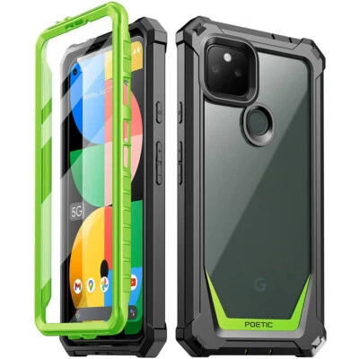 For Google Pixel 5A 5G Case | Poetic  [Dual Layer] Shockproof Clear Cover Green - Image 1 of 4