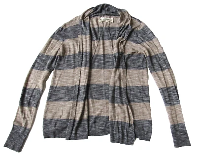 Suéter Cárdigan Abierto Aventura Para Mujer Corinne Rayas Tostado y Gris S Pequeño Foto 1 de 4