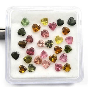 Lote de 25 piedras preciosas sueltas facetadas corazón multiturmalina natural 4 mm 5 quilates - Imagen 1 de 3