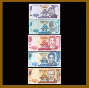 Malawi 20 50 100 200 500 Kwacha (5 Pcs Set), 2012 P-57/58/59/60a/61a Unc - Picture 1 of 6