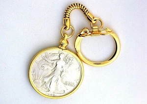 1943 WALKING LIBERTY HALF DOLLAR KEYCHAIN OLD NEW STOCK STORED DECADES EBS8406 - Picture 1 of 2