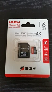 Memory Card S3+ micro SDHC Card 16GB 4K Water X-Ray Shock Magnet Proof Class 10 - Foto 1 di 2