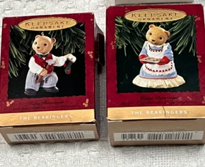 Vintage Hallmark Papa Mama Bearinger Keepsake Ornament 1993 Lot of 2 - Picture 1 of 9