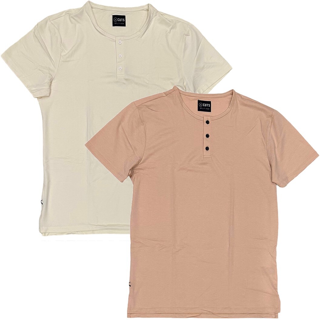 Camiseta Henley Manga Corta Para Hombre Cuello Redondo Y Corte