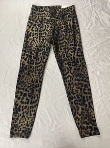 American Eagle Black and Gold Leopard Print Legging Size Medium SHORT - Picture 1 of 5