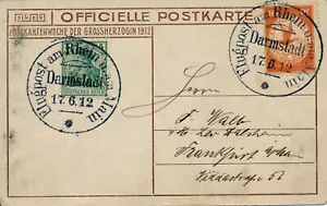 BF1366 / Flugpost am Rhein / DARMSTADT - 17.06.1912 - Flugpostmarke - Michel I - Bild 1 von 2
