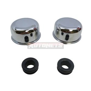 2x Chrome Valve Cover Breather Cap 1.25" hole Push In Chevy Ford GM Mopar SBCBBC - Imagen 1 de 4