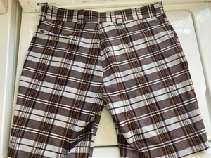 Vintage 1970s Polyester Plaid Shorts! Punk Nerd Hipster Geek Skater 32 Waist - Picture 1 of 10