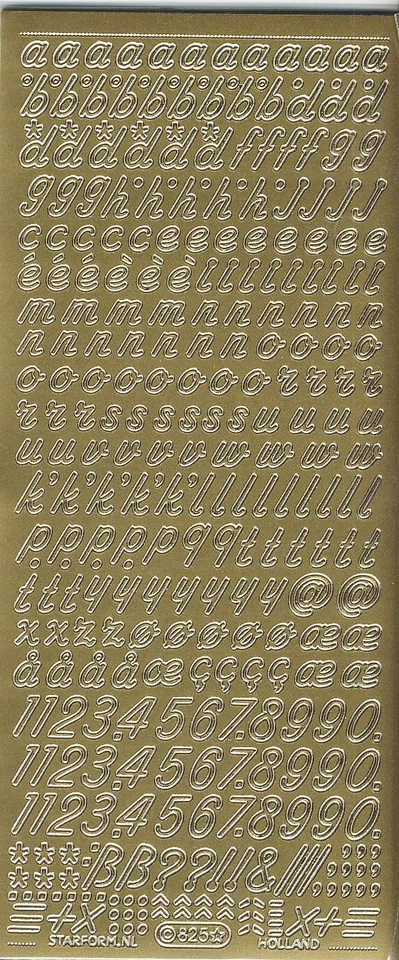 Zier-Sticker-Bogen-Alphabet-abc-Schreibschrift 2-gold,  silber und farbig-0825 - Bild 1 von 1