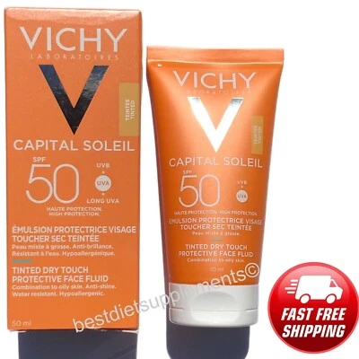 Vichy Capital Soleil BB Tinted Mattifying Dry Touch Face Fluid SPF50 50ml NIB - Image 1 of 2