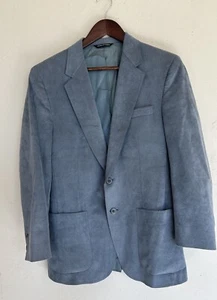 Vintage 1970s HALSTON Slate Blue Halsuede Ultra Suede Sport Jacket Union Label - Picture 1 of 9