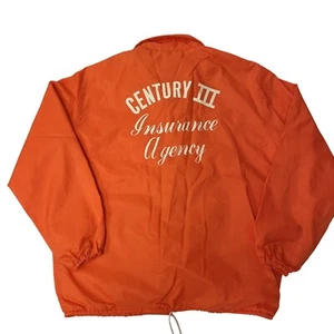 Vtg 70's Dunbrooke CENTURY III INSURANCE Jacket Orange CHAIN STITCH Windbreaker - Picture 1 of 14