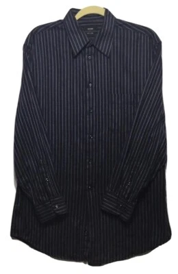 Camisa de vestir a rayas ALFANI para hombre M 15,5 32/33 fácil cuidado azul negro blanco algodón Foto 1 de 4