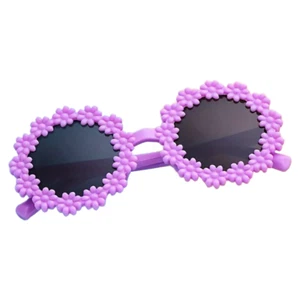 Purple Flower Sunglasses Toddler Kid Casual Round Tinted Sun Shades New - Picture 1 of 5