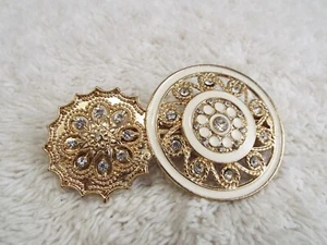 Goldtone Cream Rhinestone Wheels Barrette Hair Accessory (B61) - Picture 1 of 2
