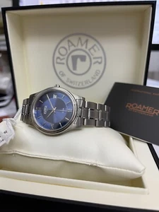 Roamer Watch super jubilee Stainless Steel 506933 Sapphire Glass Swiss Made Blue - Picture 1 of 5