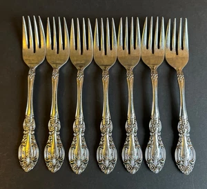 Set 7 forchette per insalata vintage Springtime inox Giappone 6 posate 5/8" argenteria - Foto 1 di 6
