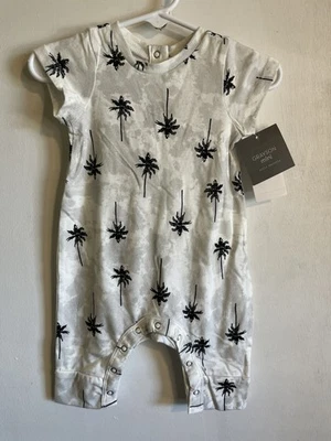 Мини-комбинезон унисекс Grayson размер 0-3 месяца серый, пальмы - Изображение 1 из 4