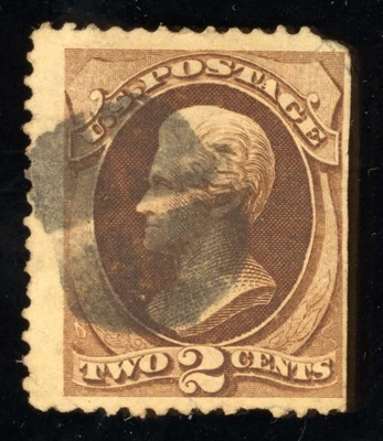 US Scott 157 Used 2c brown Thomas Jefferson, w/ Secret Mark Lot T955 bhmstamps - Image 1 of 2