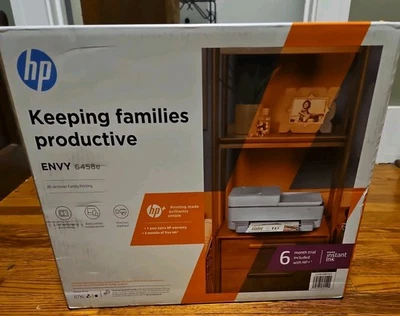 HP ENVY 6458e All-in-One Printer New Sealed, Wireless, AirPrint, ADF - Image 1 of 4