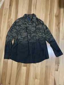 Hombre Camouflage Button-Up Shirt Mens XL George Cotton Slim Fit Long Sleeve - Picture 1 of 7