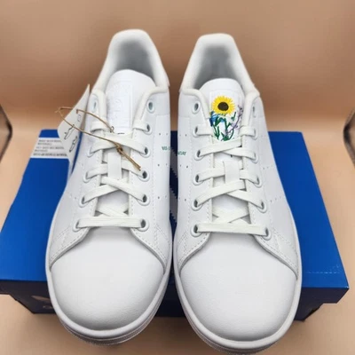 Adidas Stan Smith J Zapatos Mujer Talla 5 Blanco Verde Floral Abeja HP6209 Originales Foto 1 de 4