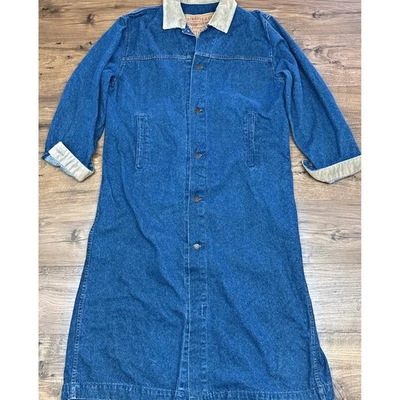 De Colección Años 80 Levi's Grande Denim Plumero Chaqueta Trench Largo Granero Abrigo Pana EE. UU. Foto 1 de 4