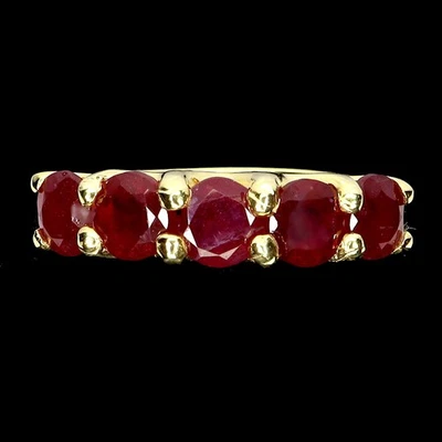 925 Sterling Silver Ring Round Ruby 5mm Natural Gemstone Jewelry Size 8 - Image 1 of 4
