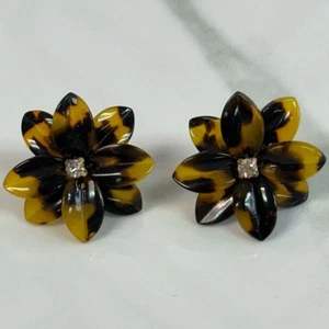 J Crew Floral Tortoise Acrylic Stud Earrings - Picture 1 of 5