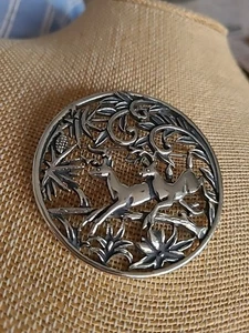 Sarah Coventry 1958 Vintage WOODLAND FLIGHT Deers Silver Brooch Pendant - Picture 1 of 3