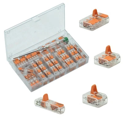 70x Wago Klemmen mit Hebel 221-412 /221-413 /221-415 Hebelklemmen Set im Kasten - Bild 1 von 4