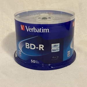 50 pack VERBATIM 6X Blu-Ray BD-R 25GB Branded Logo Spindle Media Disc 98397 - Picture 1 of 7