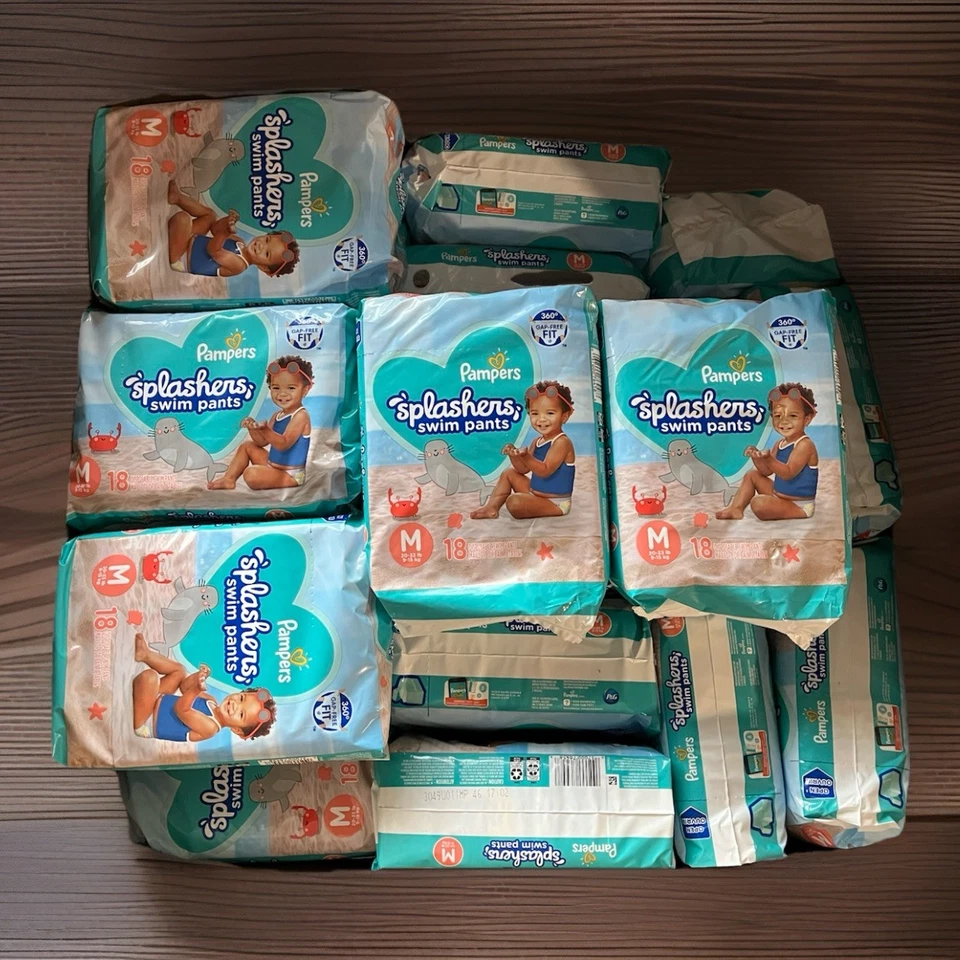 Pantalones de natación desechables Pampers Splashers talla M 20-33 lb. (Pack de 18) Foto 1 de 1
