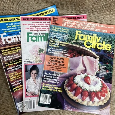 Vintage 1982, Family Circle Magazine -  Mar, Apr & Jul, Lot of 3 Foto 1 de 4