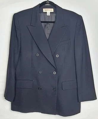 Jones New York Blazer женщин 16 черный двубортный полностью с подкладкой винтажный  - Изображение 1 из 4