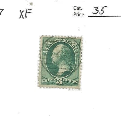 Scott # 207, 3 cent blue green, 1881 American Bank note,XF, on the nose cancel - Image 1 of 2