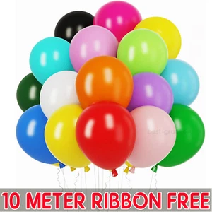 Rainbow Party Balloons 100 Pack Multicolored latex Plain Balloon Assorted Colors - Picture 1 of 2