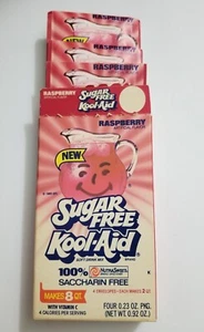 Lot of 3 Vintage Unused SUGAR FREE RASPBERRY Kool Aid Packet w Box (1985) Sealed - Picture 1 of 3