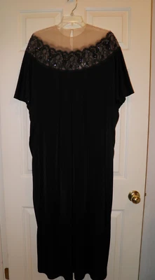 Lucie Ann Beverly Hills Black Caftan 60's-70's Lace Sequins Sz Petite VGUC READ - Image 1 of 4