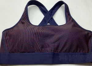 Sujetador deportivo Under Armour azul marino rojo espalda cruzada (L) almohadillas extraíbles tanque - Imagen 1 de 4