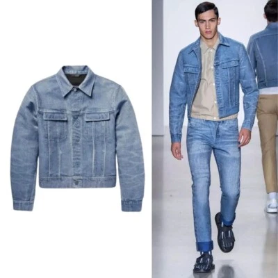 Vtg 2016 Calvin Klein Collection Jacquard Denim Jacket Made in Italy Small - Image 1 of 4