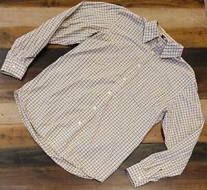 GAP Relaxed Fit Button Up Shirt Men's Size Medium Brown Checkered Long Sleeve