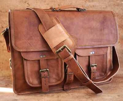 20» винтажный реальный 90-х кожаный Messenger ноутбука новый чехол портфель полное зерно - Изображение 1 из 4