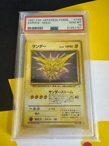 1997 PM JAPANESE FOSSIL ZAPDOS HOLO 145 GEM MT PSA 10 - Picture 1 of 1