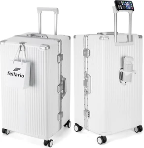 30In Aluminum Frame Hardside Spinner Wheels Luggage, Zipperless Checked Super La - Picture 1 of 7