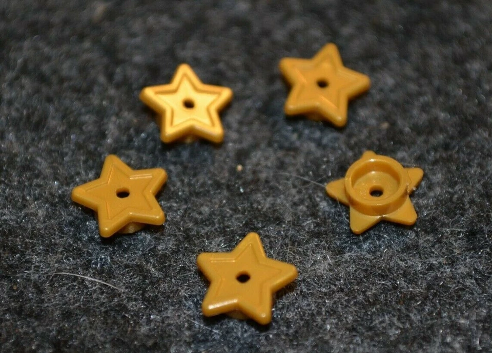5 ~ 1x1 Azulejo dorado en forma de estrella / Ladrillos de flores ~ Lego ~ NUEVO Foto 1 de 1