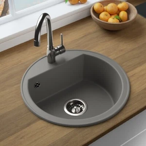 Fregadero de granito LINDBERGH® gris "TON33" sifón fregadero empotrado fregadero de cocina fregadero - Imagen 1 de 6